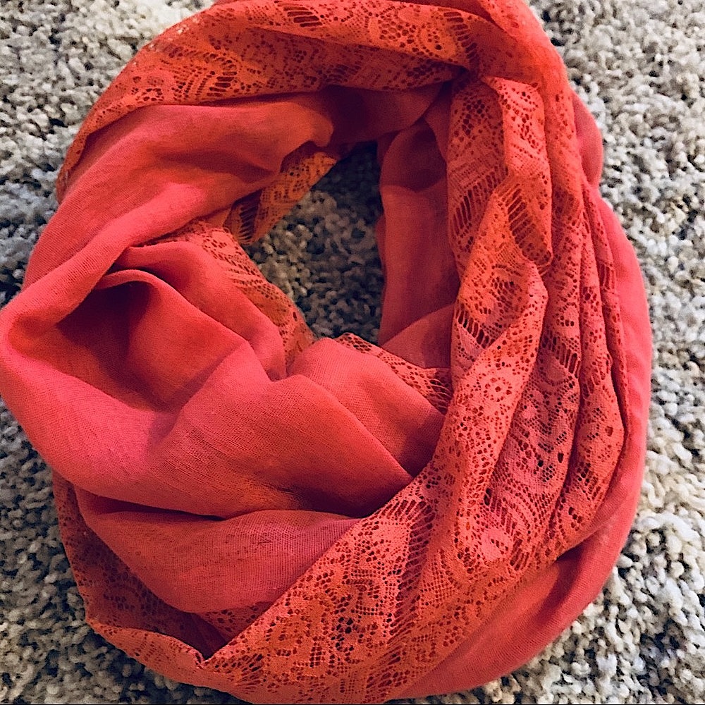 Coral Lace Loop Scarf